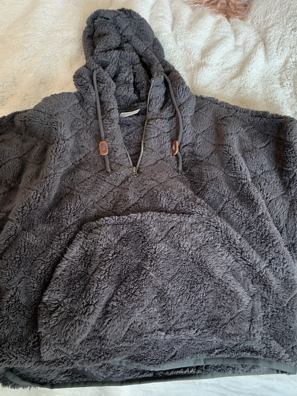 Columbia Plush Zip-Up Hooded Sleeveless Jacket in Taupe Gray